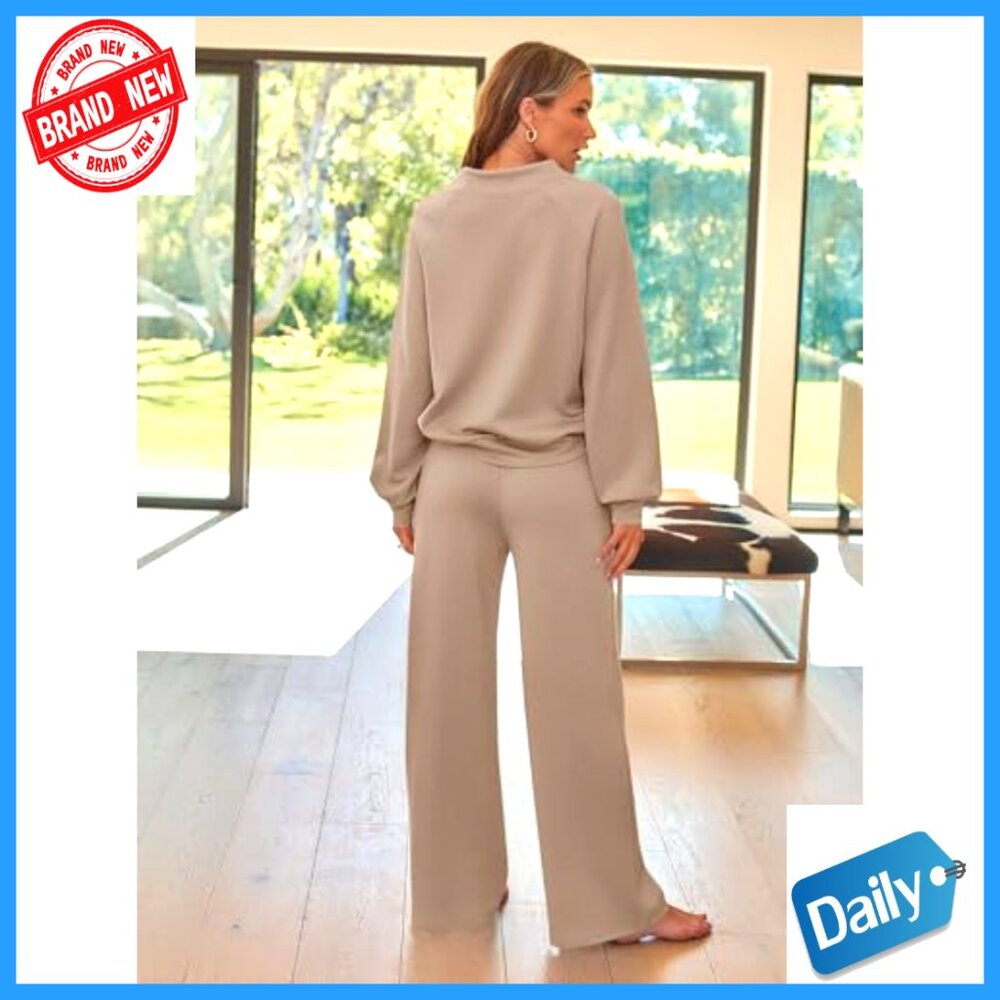 Large Fleece Lounge Set Drawstring Sweatshirt Wid… - image 5